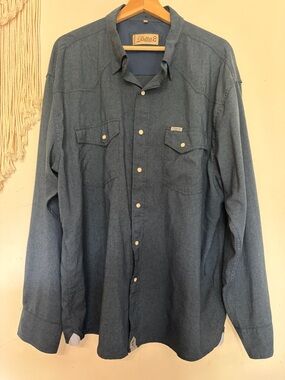 Buffalo Blue Denim-Style Long Sleeve Button-Down Shirt